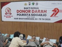 Polresta Sidoarjo Gelar Baksos Donor Darah Menuju Perayaan HUT Bhayangkara